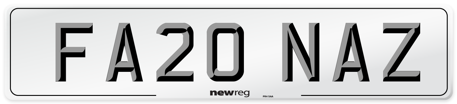 FA20 NAZ Number Plate from New Reg